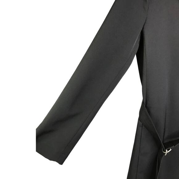 Weekend Max Mara Trench Coat Womens Sz 10 Black Stretch Full Zip Collared Belted - Picture 5 of 7